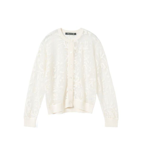 mizuiro ind「mizuiro ind メッシュ刺繍クルーカーディガン」|カーディガン|