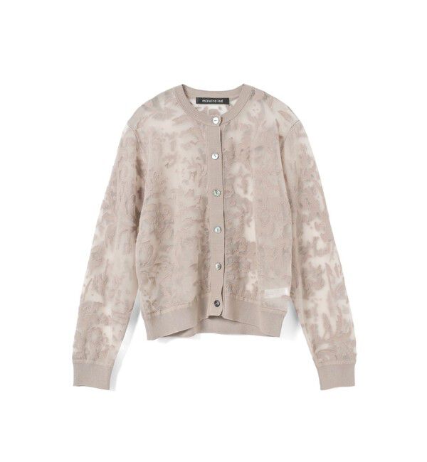 mizuiro ind「mizuiro ind メッシュ刺繍クルーカーディガン」|カーディガン|ベージュ