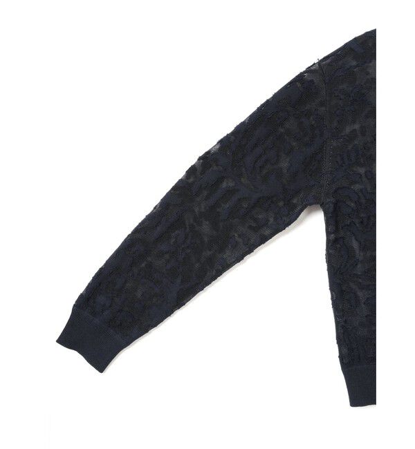 mizuiro ind「mizuiro ind メッシュ刺繍クルーカーディガン」|カーディガン|