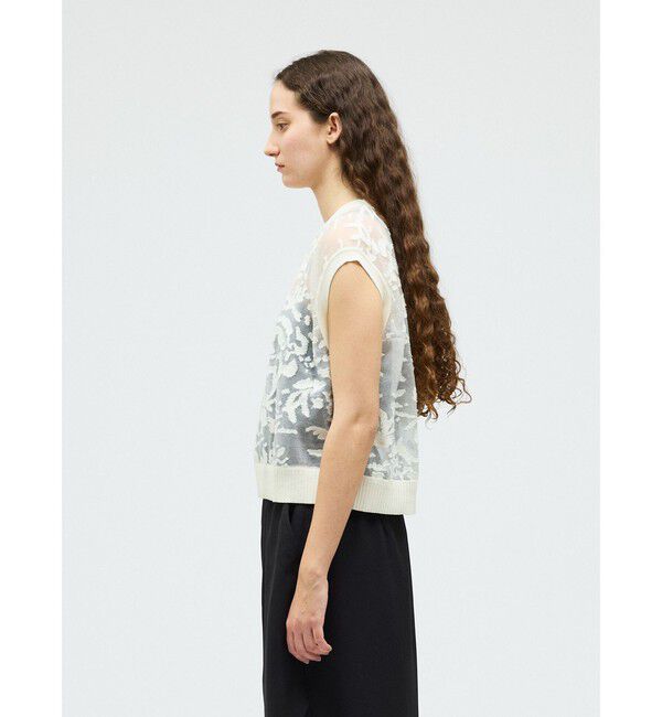 mizuiro ind「mizuiro ind メッシュ刺繍ショートベスト」|ベスト・ジレ|