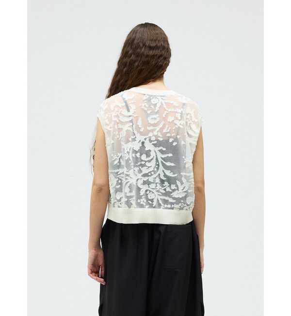 mizuiro ind「mizuiro ind メッシュ刺繍ショートベスト」|ベスト・ジレ|