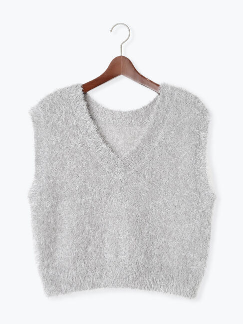 Te chichi TERRASSE「前後2WAYラメシャギーベスト《2025spring catalog item》」|ニット・セーター|グレー