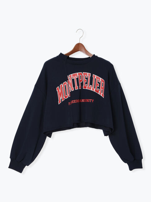 Te chichi TERRASSE「リメイク風プリント裏毛プルオーバー」|その他|ネイビー