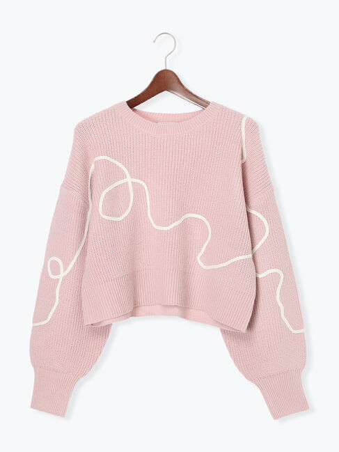 Te chichi TERRASSE「畦編みコード刺繍ニットプルオーバー」|ニット・セーター|