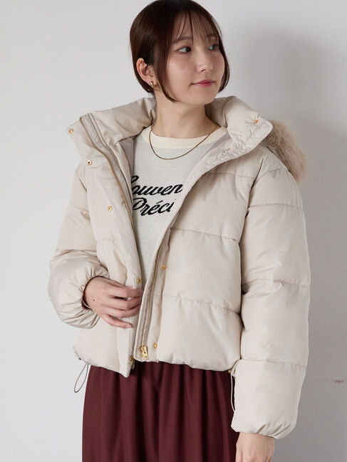 Te chichi TERRASSE「【撥水】フード取外し中綿ショートブルゾン」|ブルゾン・スタジャン|ベージュ