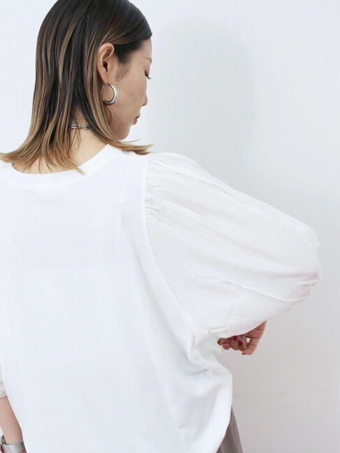 Samansa Mos2 blue「袖ボリュームTシャツ」|Tシャツ・カットソー|オフホワイト