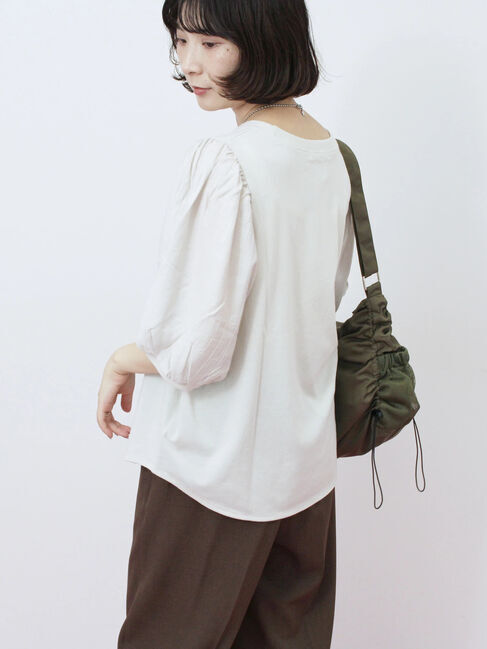 Samansa Mos2 blue「袖ボリュームTシャツ」|Tシャツ・カットソー|