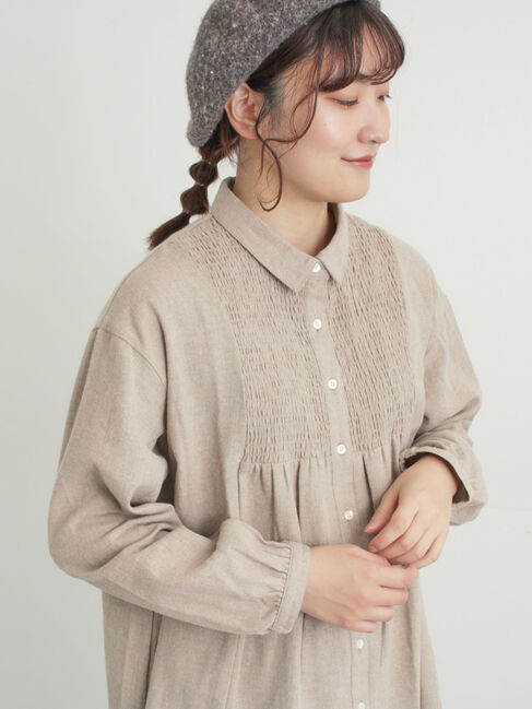 Samansa Mos2「シャーリング切替チュニック」|シャツ・ブラウス|モカ