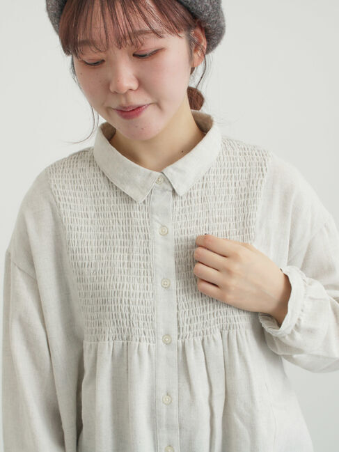 Samansa Mos2「シャーリング切替チュニック」|シャツ・ブラウス|グレー