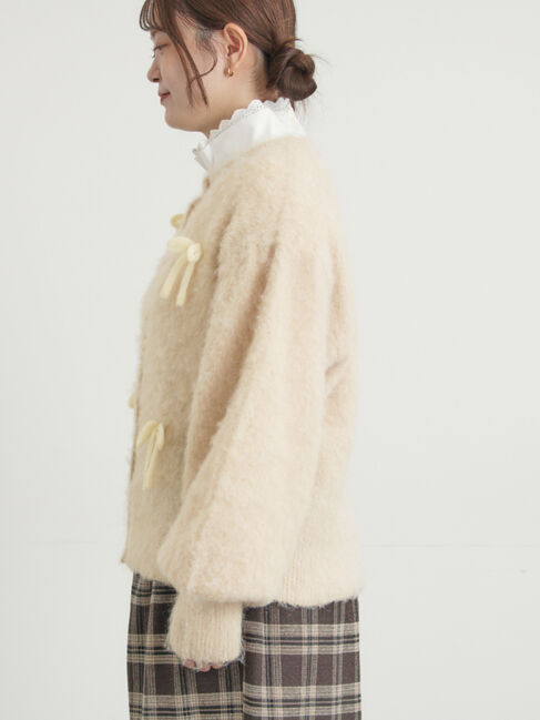 Samansa Mos2「リボン付きニットカーディガン」|カーディガン|