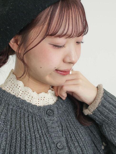 Samansa Mos2「【保温加工】衿レーススタンドネックインナー」|Tシャツ・カットソー|ベージュ