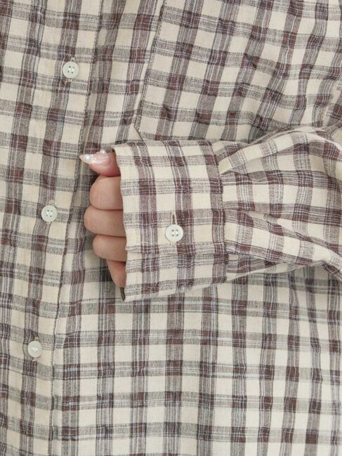 Samansa Mos2「ポコポコチェックオーバーシャツ」|シャツ・ブラウス|