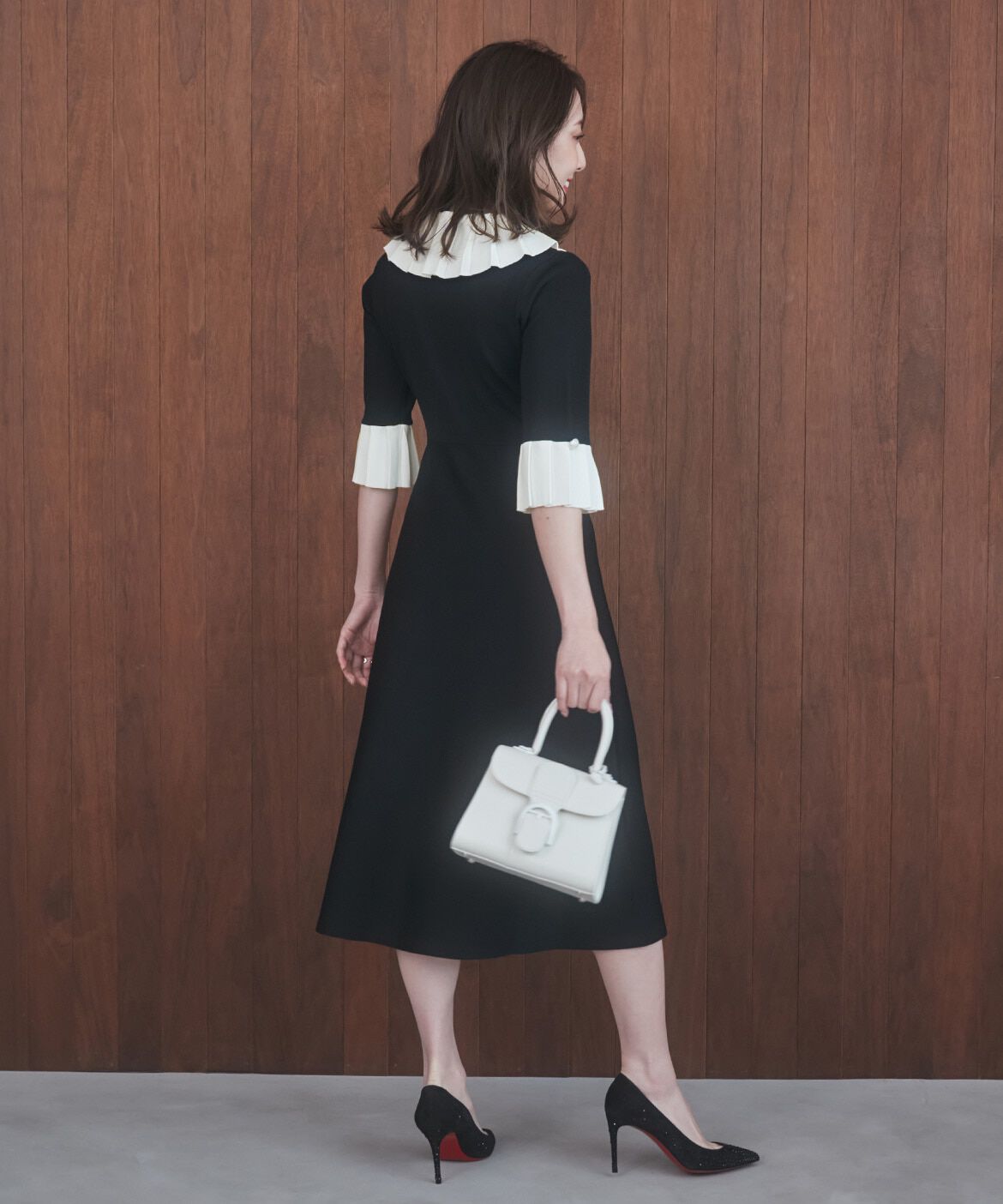 Maglie le cassetto「《M Maglie le cassetto&times;冨張愛》華やかプリーツ今どきモードニットワンピース」|ワンピース|