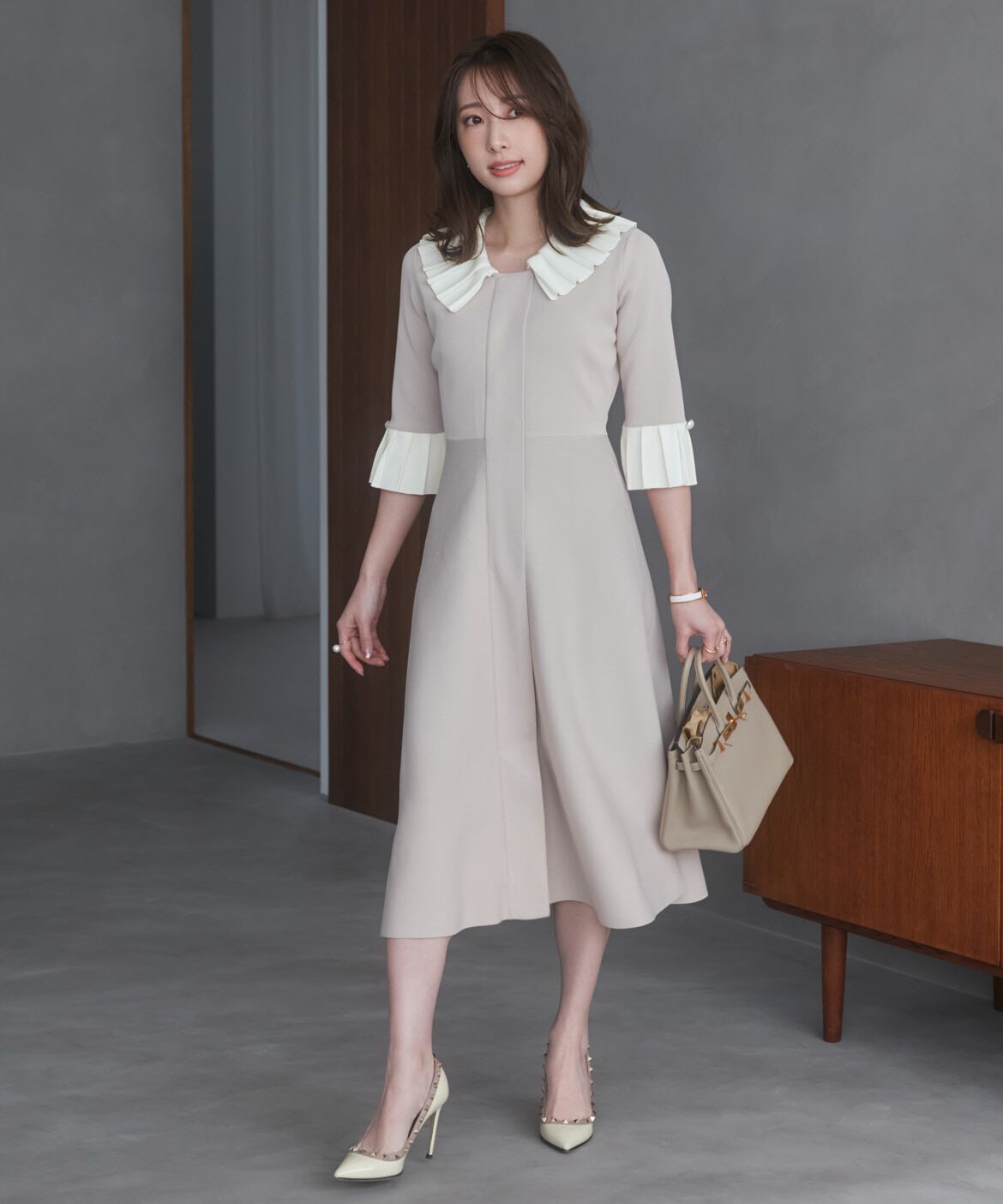 Maglie le cassetto「《M Maglie le cassetto&times;冨張愛》華やかプリーツ今どきモードニットワンピース」|ワンピース|