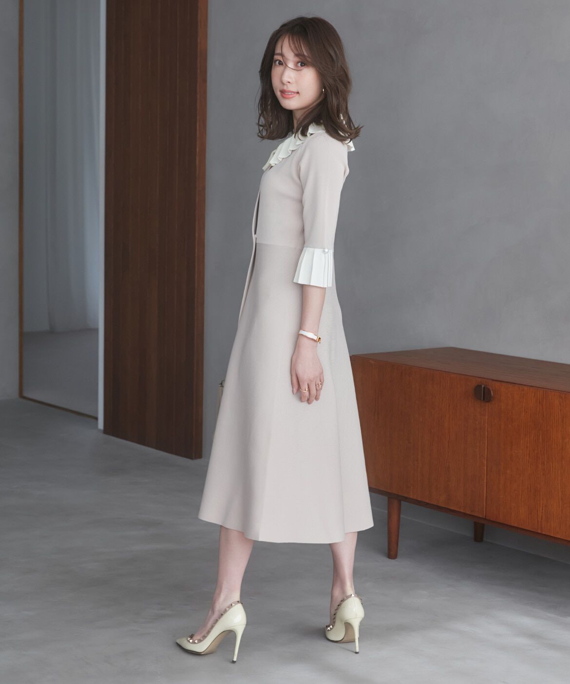 Maglie le cassetto「《M Maglie le cassetto&times;冨張愛》華やかプリーツ今どきモードニットワンピース」|ワンピース|