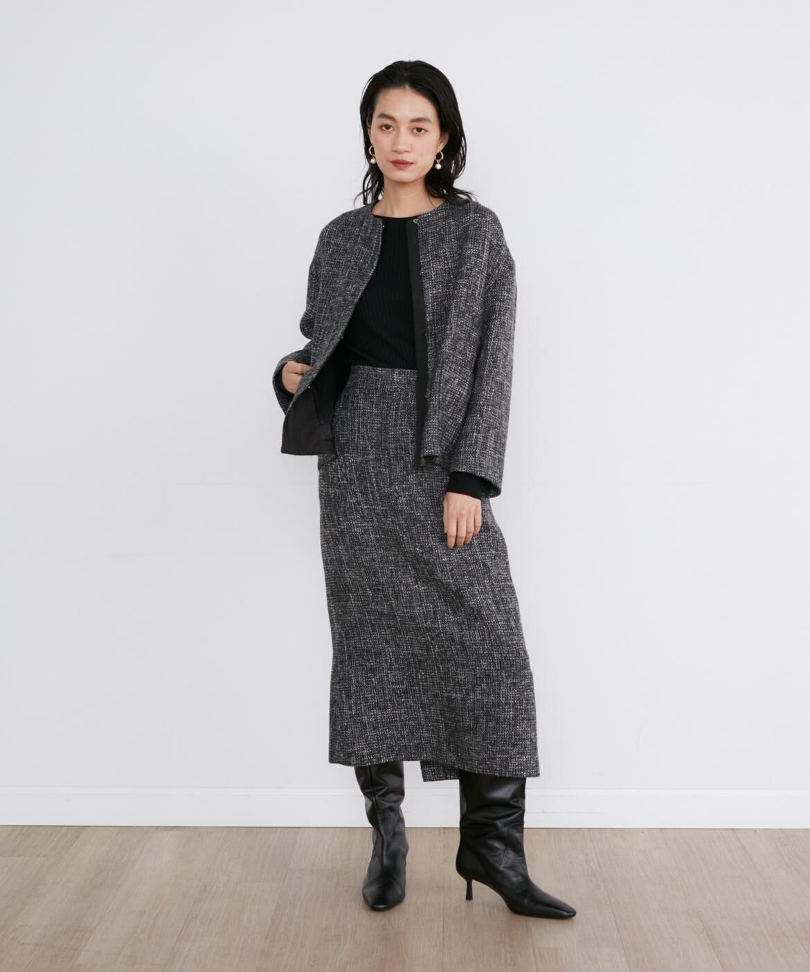 INED「《大きいサイズ》クルーネックリブニット《Cuoo》」|ニット・セーター|