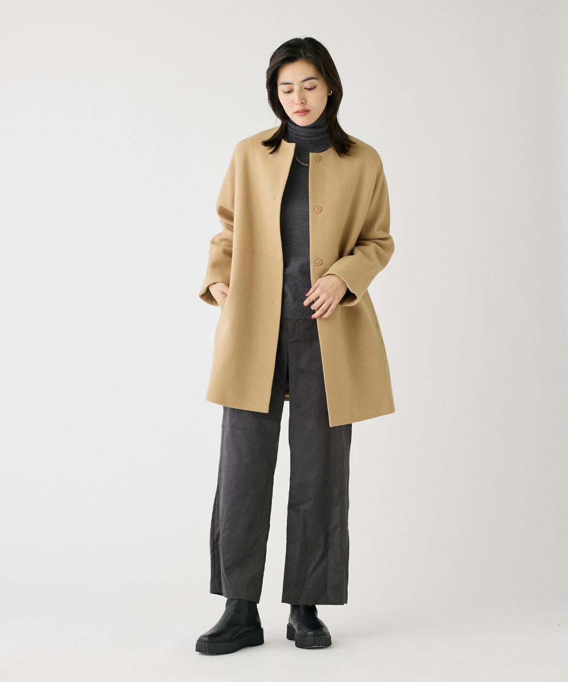 DAY by DAY it&rsquo;s international「ノーカラーメルトンコート《Super110's Wool》」|ノーカラージャケット|