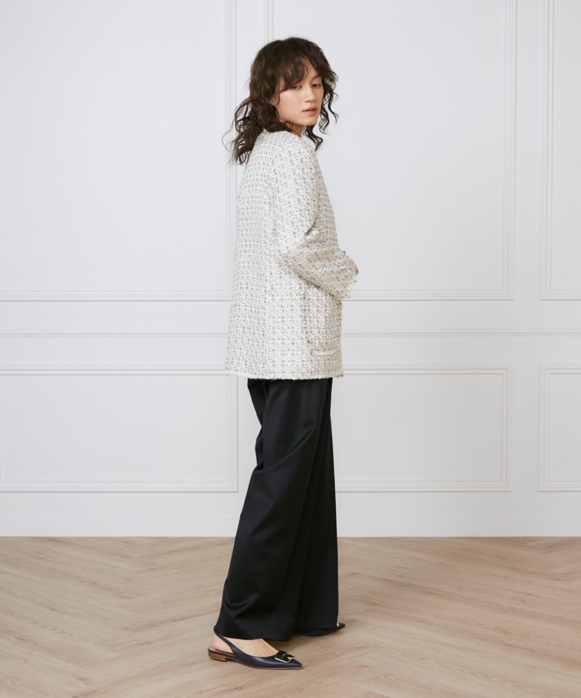 INED「ツイードジャケット《la veille by SUPERIOR CLOSET》」|ノーカラージャケット|