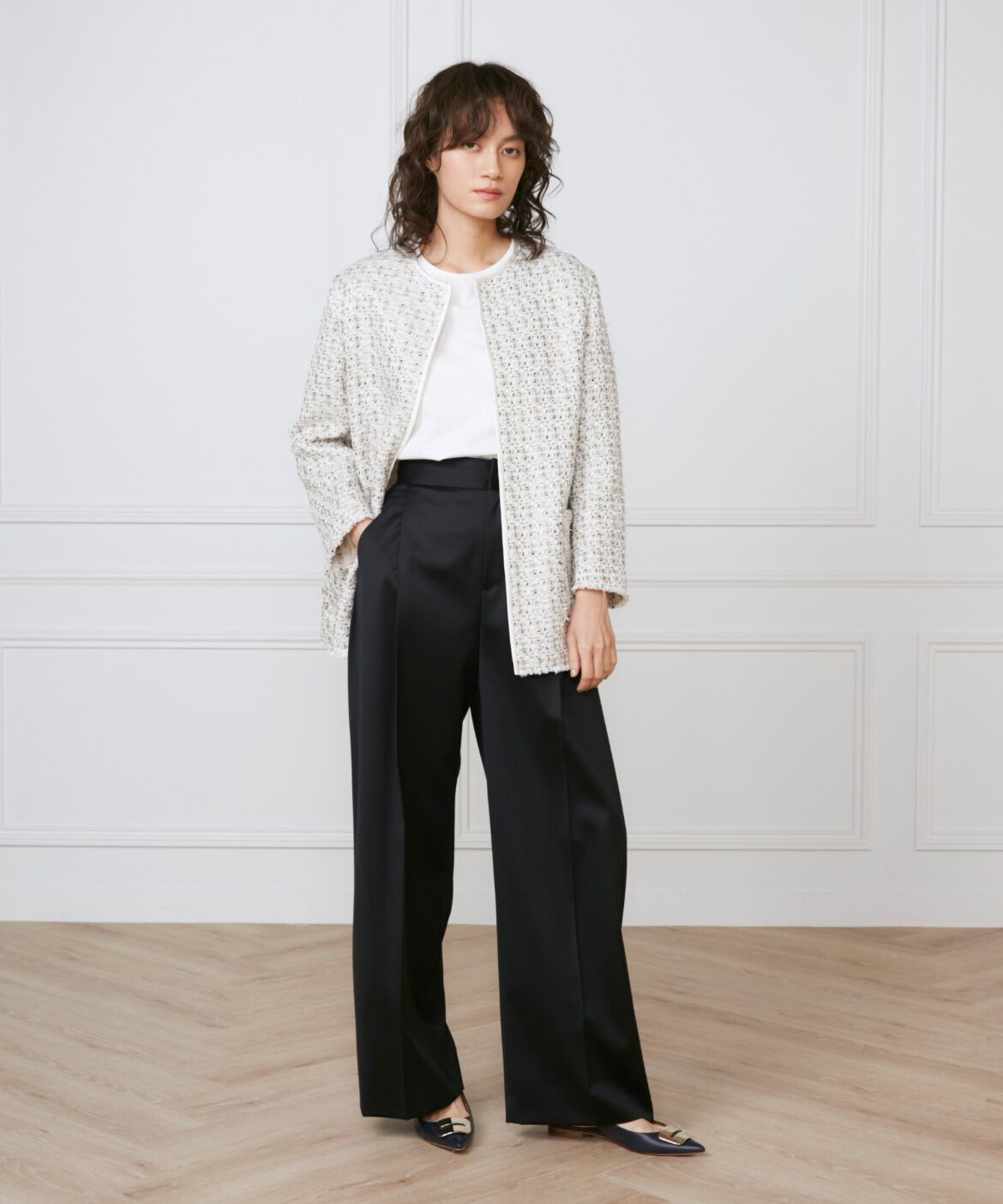 INED「ツイードジャケット《la veille by SUPERIOR CLOSET》」|ノーカラージャケット|