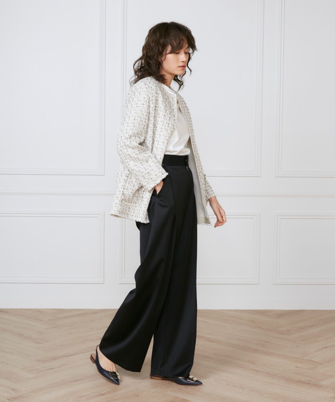 INED「ツイードジャケット《la veille by SUPERIOR CLOSET》」|ノーカラージャケット|