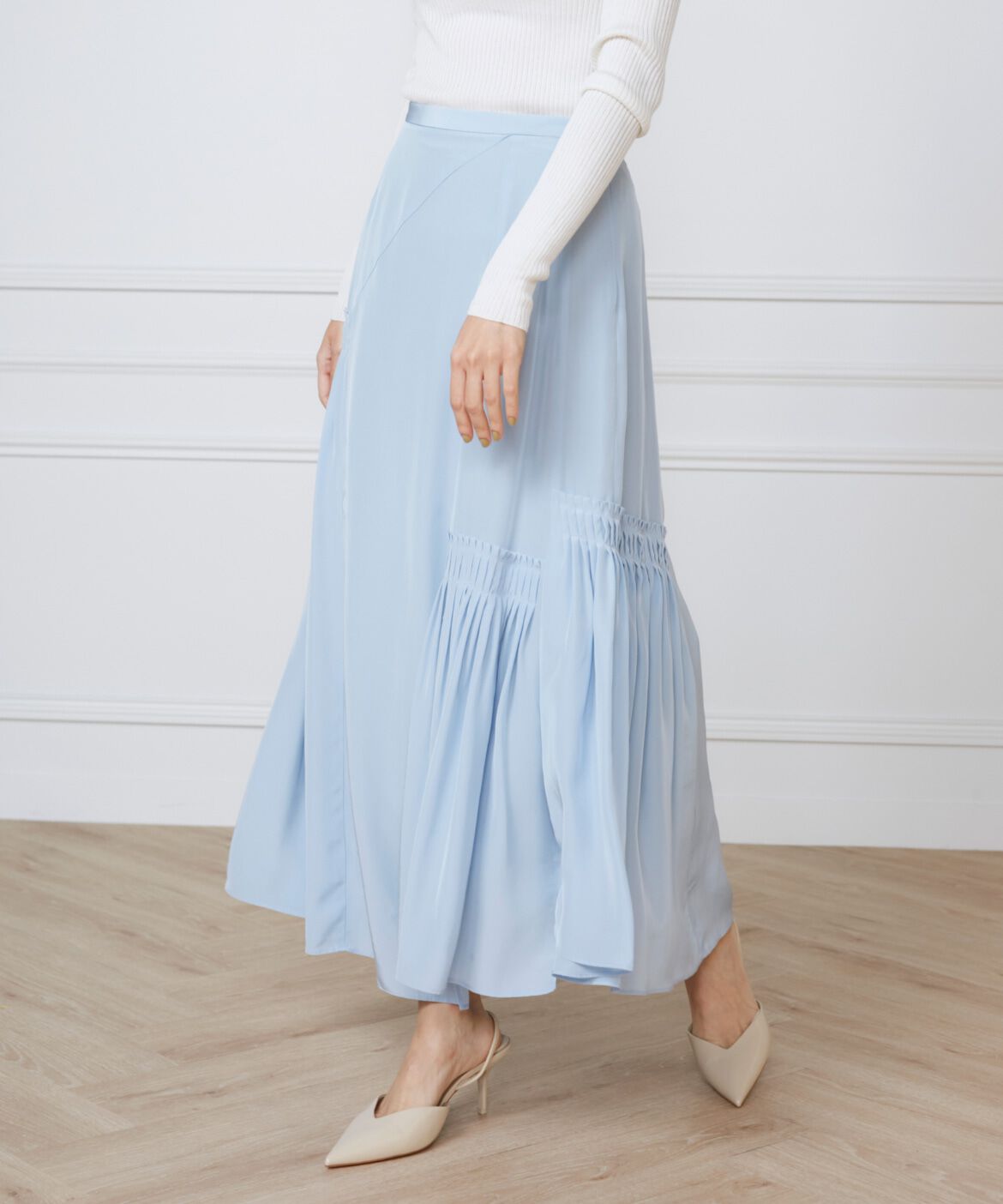 INED「アシメトリースカート《la veille by SUPERIOR CLOSET》」|フレア|サックス3