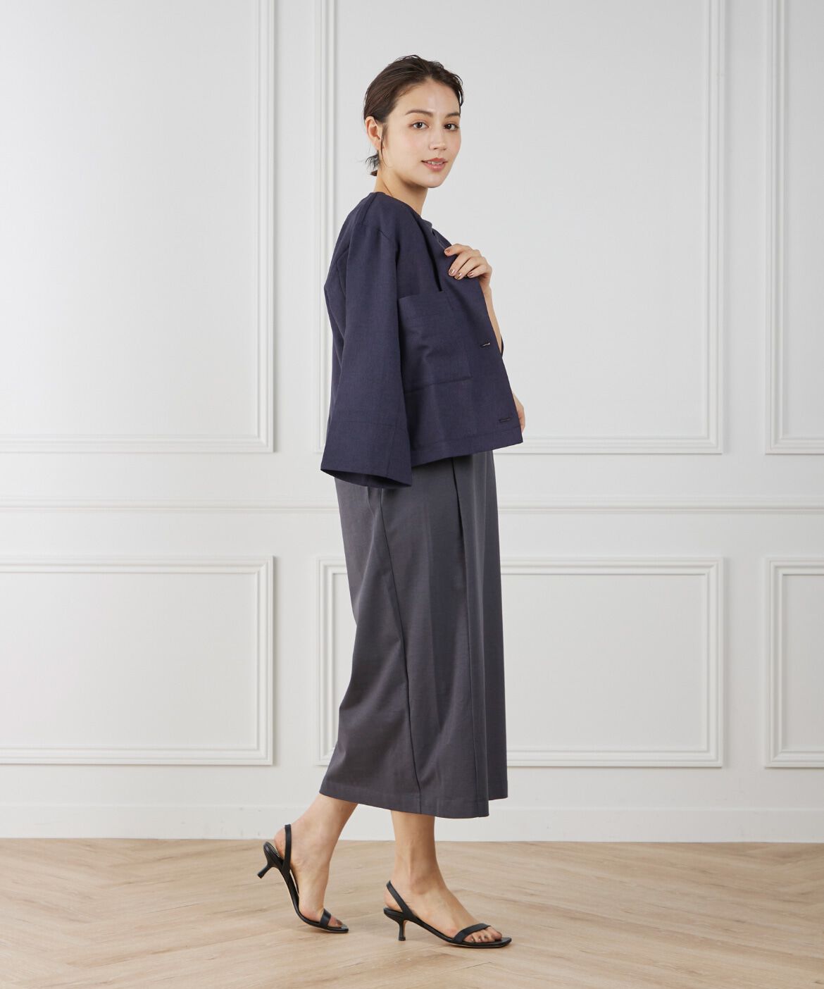 7-IDconcept.「《大きいサイズ》カラミノーカラージャケット」|ノーカラージャケット|