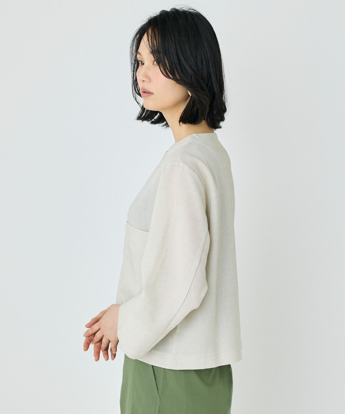 7-IDconcept.「《大きいサイズ》カラミノーカラージャケット」|ノーカラージャケット|