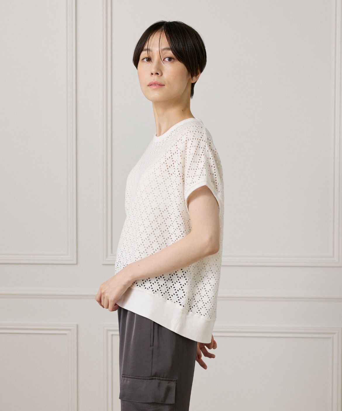 7-IDconcept.「《大きいサイズ》アイレット天竺カットプルオーバー」|Tシャツ・カットソー|