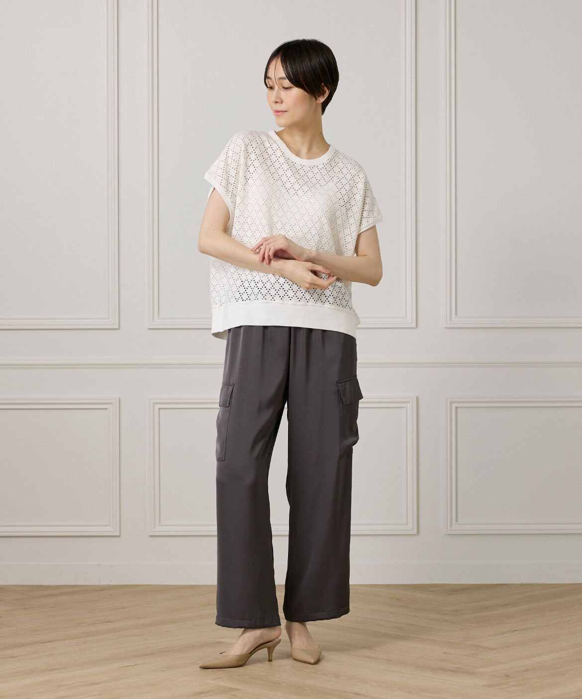 7-IDconcept.「《大きいサイズ》アイレット天竺カットプルオーバー」|Tシャツ・カットソー|