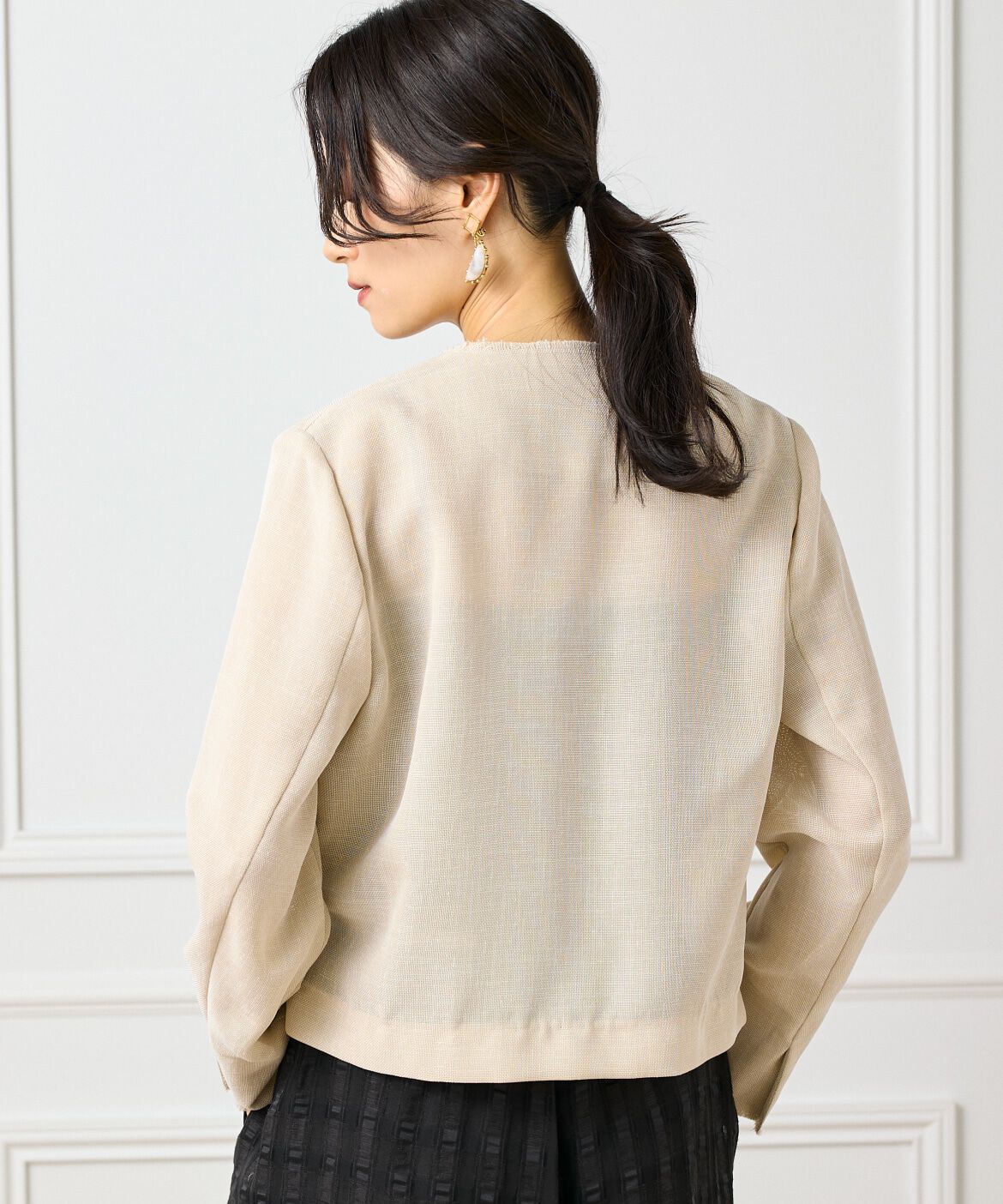 INED「カラミジャケット」|ノーカラージャケット|