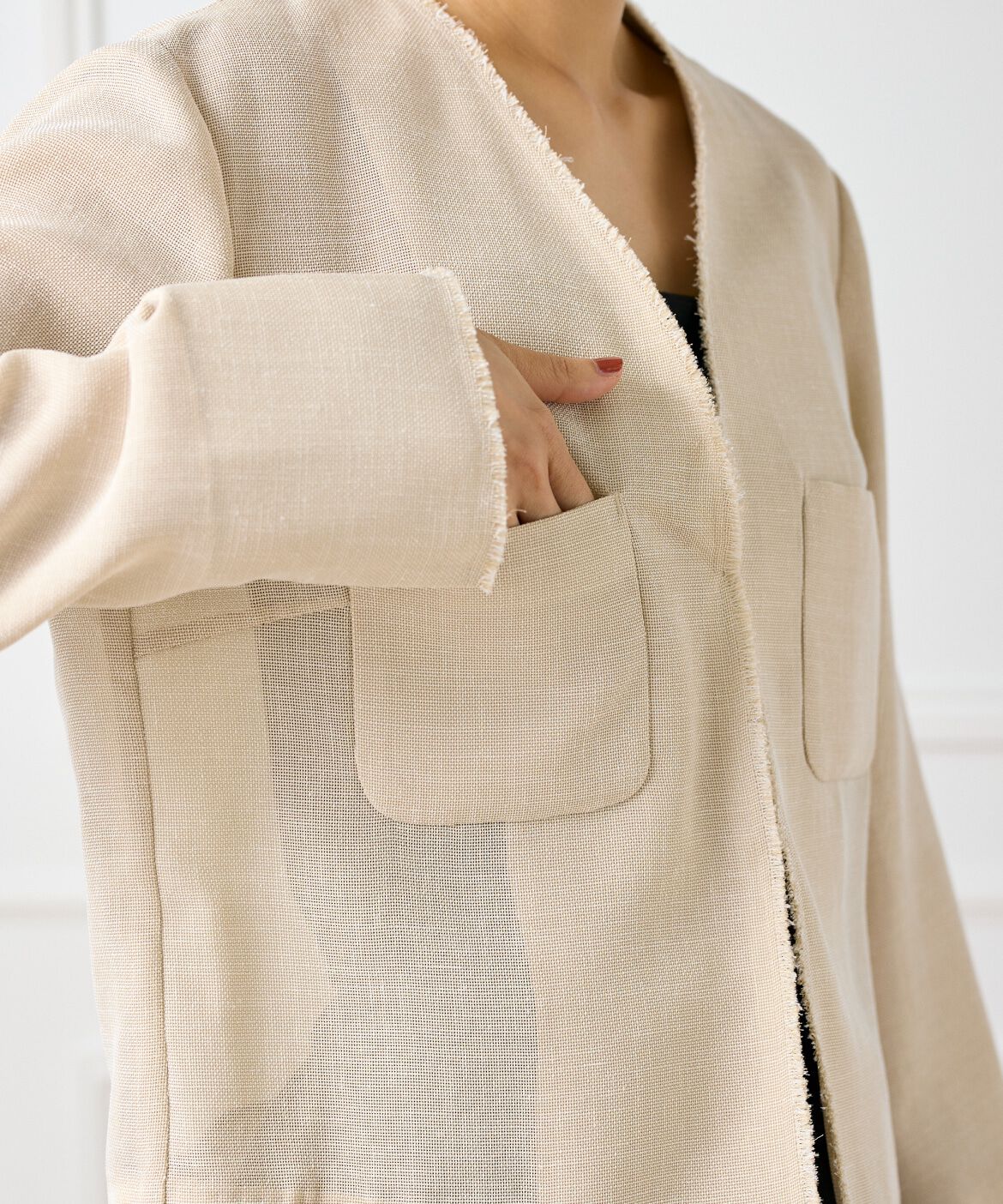 INED「カラミジャケット」|ノーカラージャケット|