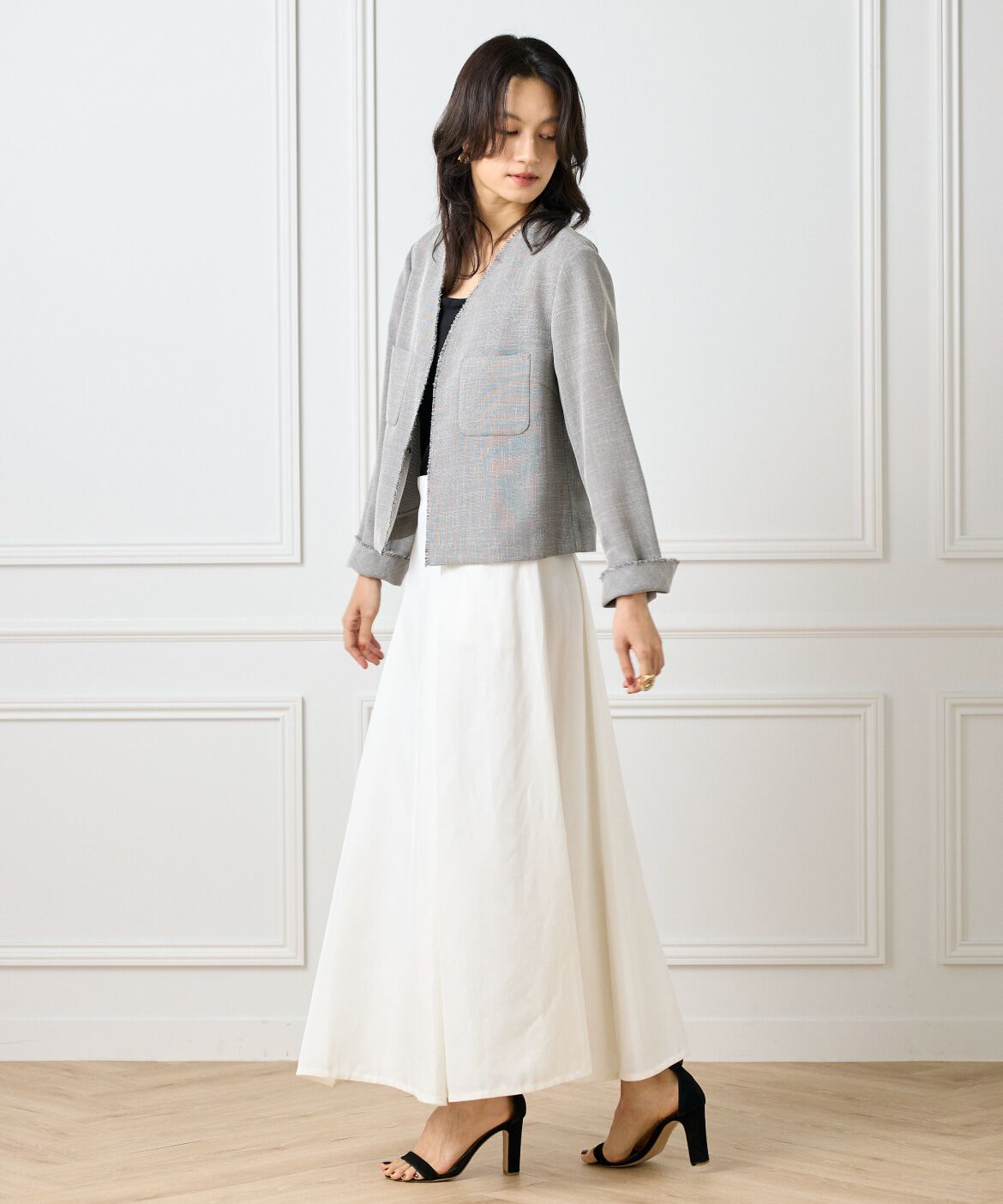 INED「カラミジャケット」|ノーカラージャケット|