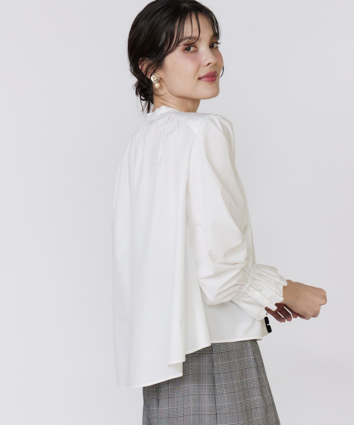 Maglie le cassetto「配色フリルショート丈ブラウス」|シャツ・ブラウス|