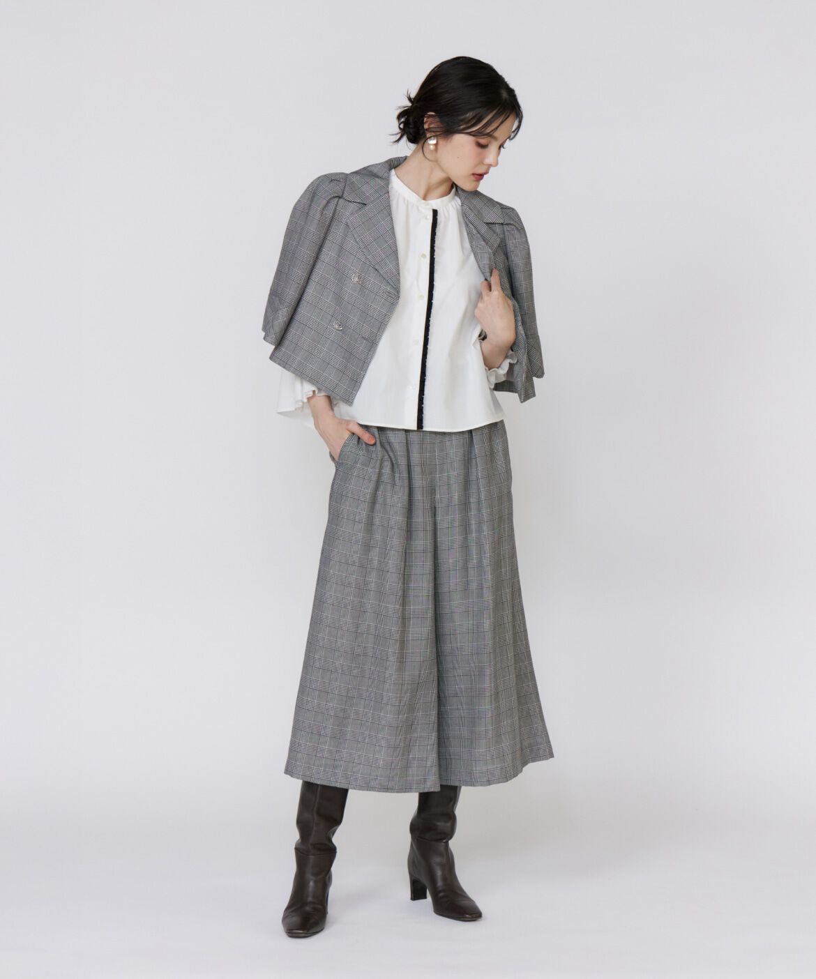 Maglie le cassetto「配色フリルショート丈ブラウス」|シャツ・ブラウス|