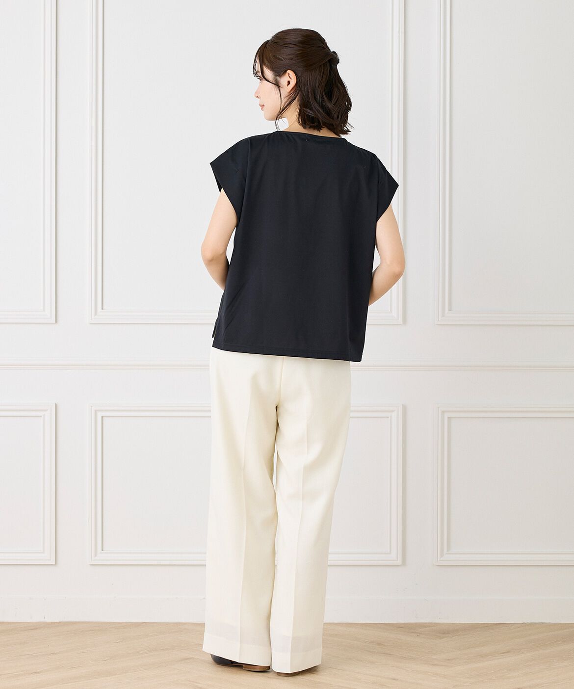 INED「《大きいサイズ》ショートスリーブコクーントップス」|Tシャツ・カットソー|