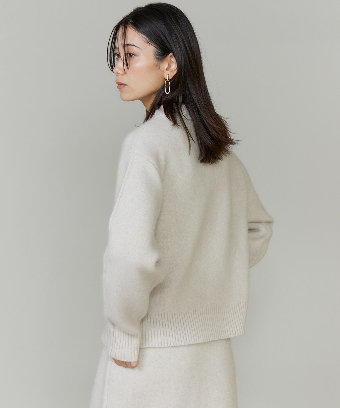 INED「フォックスブレンド襟付きジップカーディガン《YVON》」|カーディガン|