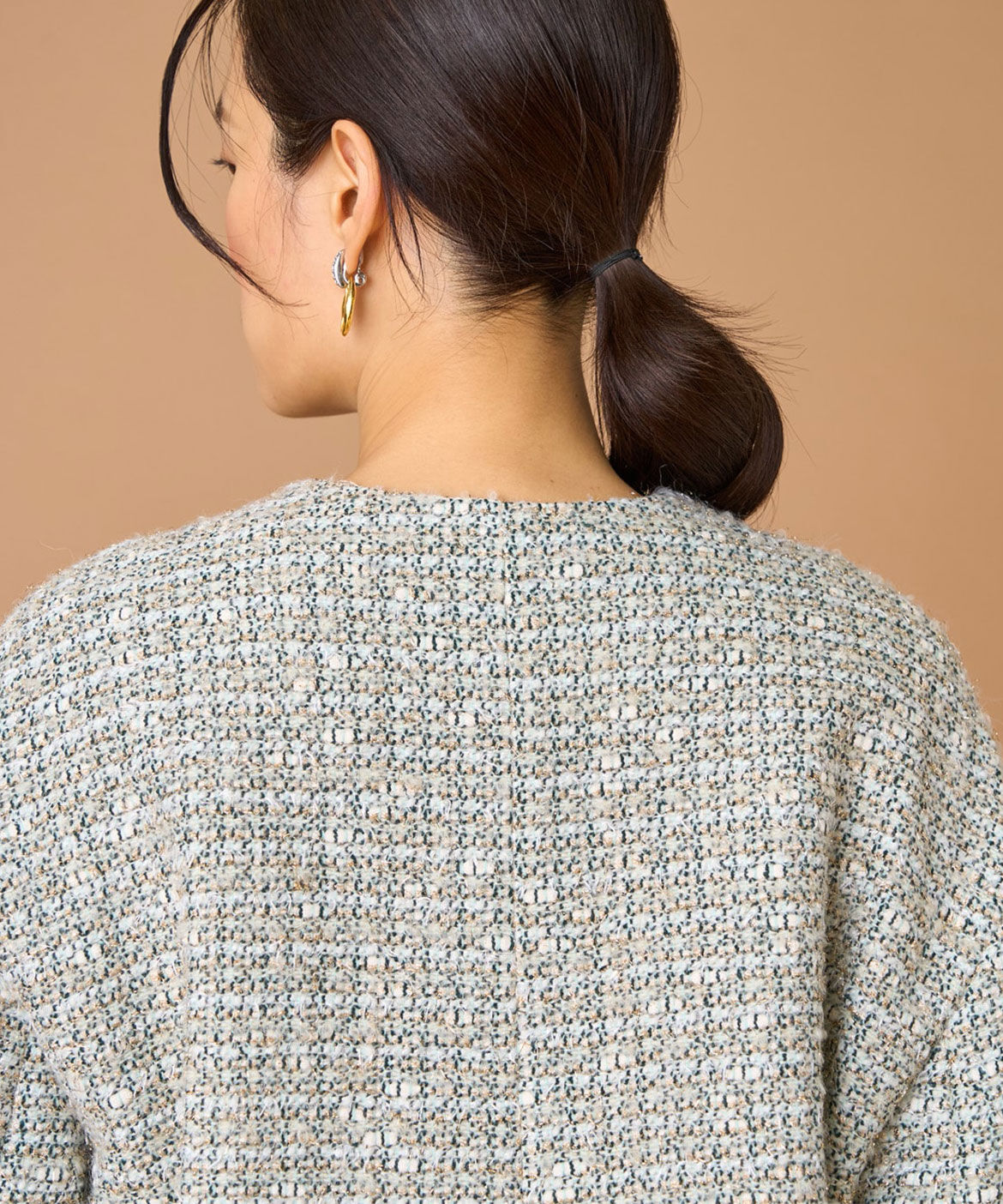 INED「ツイードジャケット《LINTON》」|ノーカラージャケット|