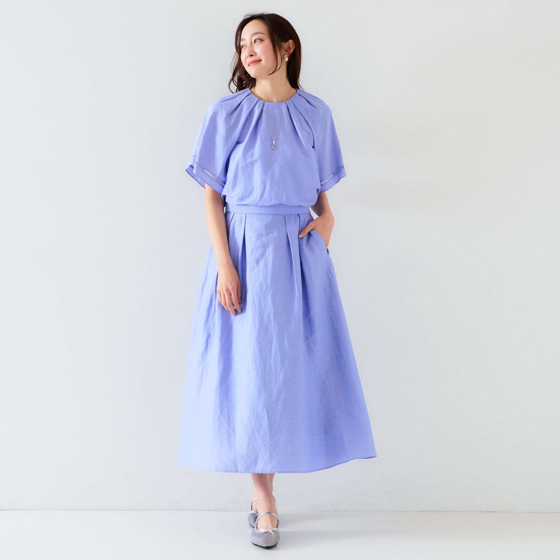 UNTITLED「【セットアップ可能】リネン混 タックブラウス」|シャツ・ブラウス|