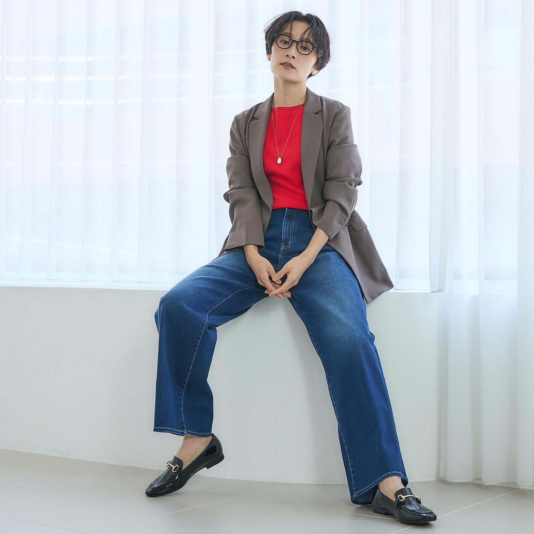 UNTITLED「【接触冷感/UVカット/洗える】エアリー ダブルブレストジャケット」|テーラードジャケット|