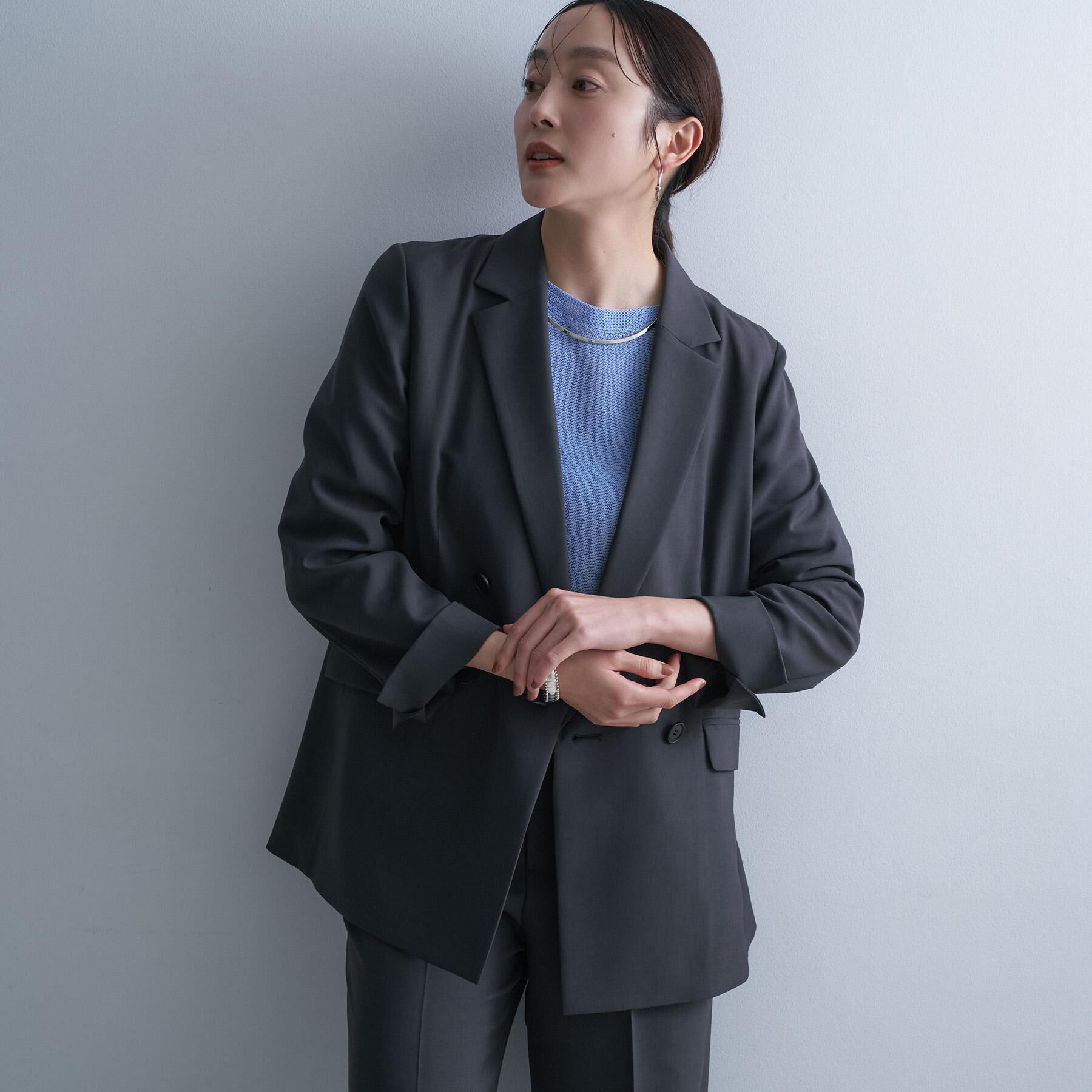 UNTITLED「【接触冷感/UVカット/洗える】エアリー ダブルブレストジャケット」|テーラードジャケット|