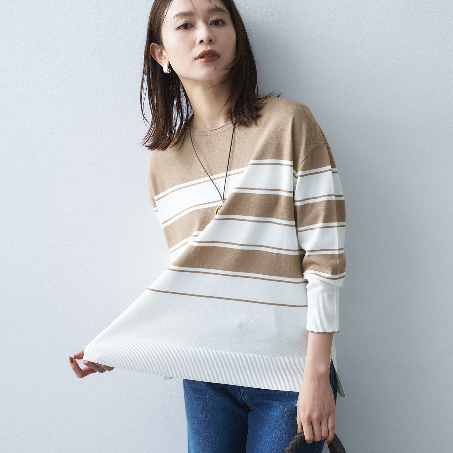 UNTITLED「ボーダーボートネックニット」|ニット・セーター|