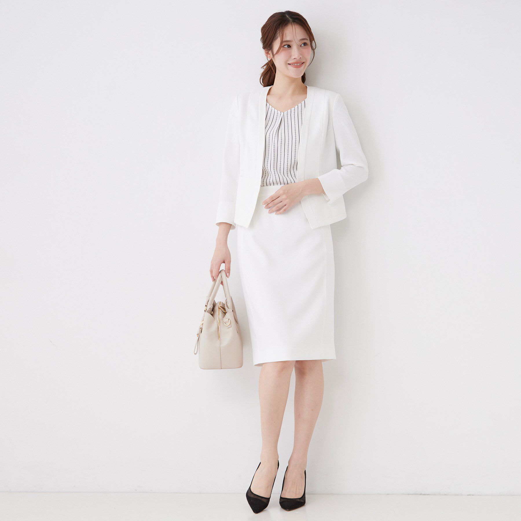 COUP DE CHANCE「【手洗い可／日本製／裏地無し／UV／清涼感／セットアップ可】麻調合繊カラーレスジャケット」|ノーカラージャケット|