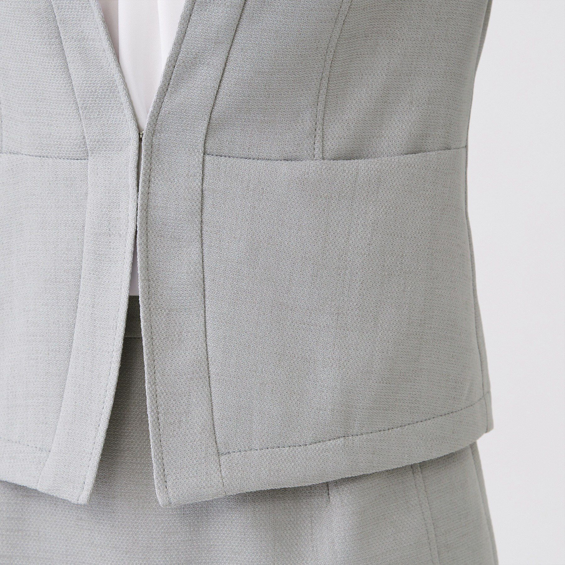 COUP DE CHANCE「【手洗い可／日本製／裏地無し／UV／清涼感／セットアップ可】麻調合繊カラーレスジャケット」|ノーカラージャケット|