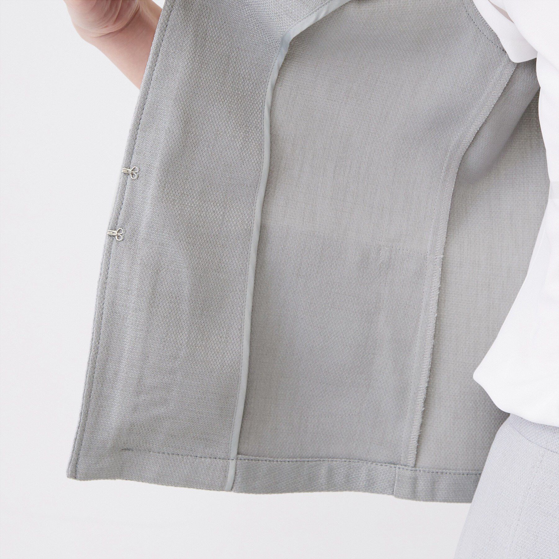 COUP DE CHANCE「【手洗い可／日本製／裏地無し／UV／清涼感／セットアップ可】麻調合繊カラーレスジャケット」|ノーカラージャケット|