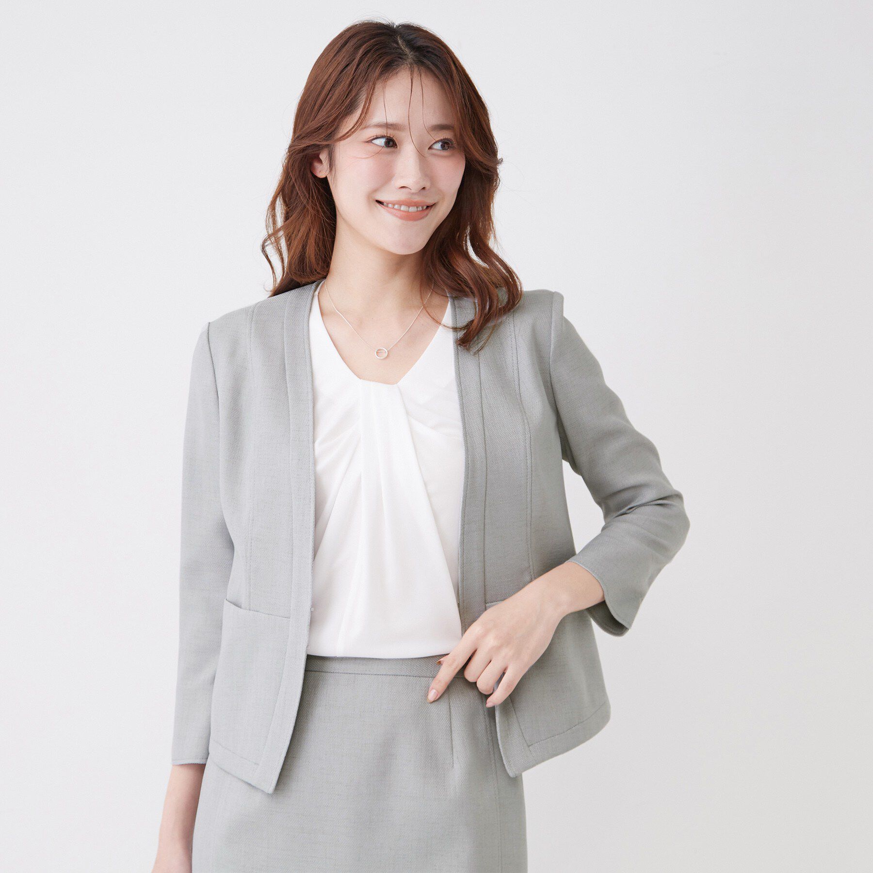 COUP DE CHANCE「【手洗い可／日本製／裏地無し／UV／清涼感／セットアップ可】麻調合繊カラーレスジャケット」|ノーカラージャケット|