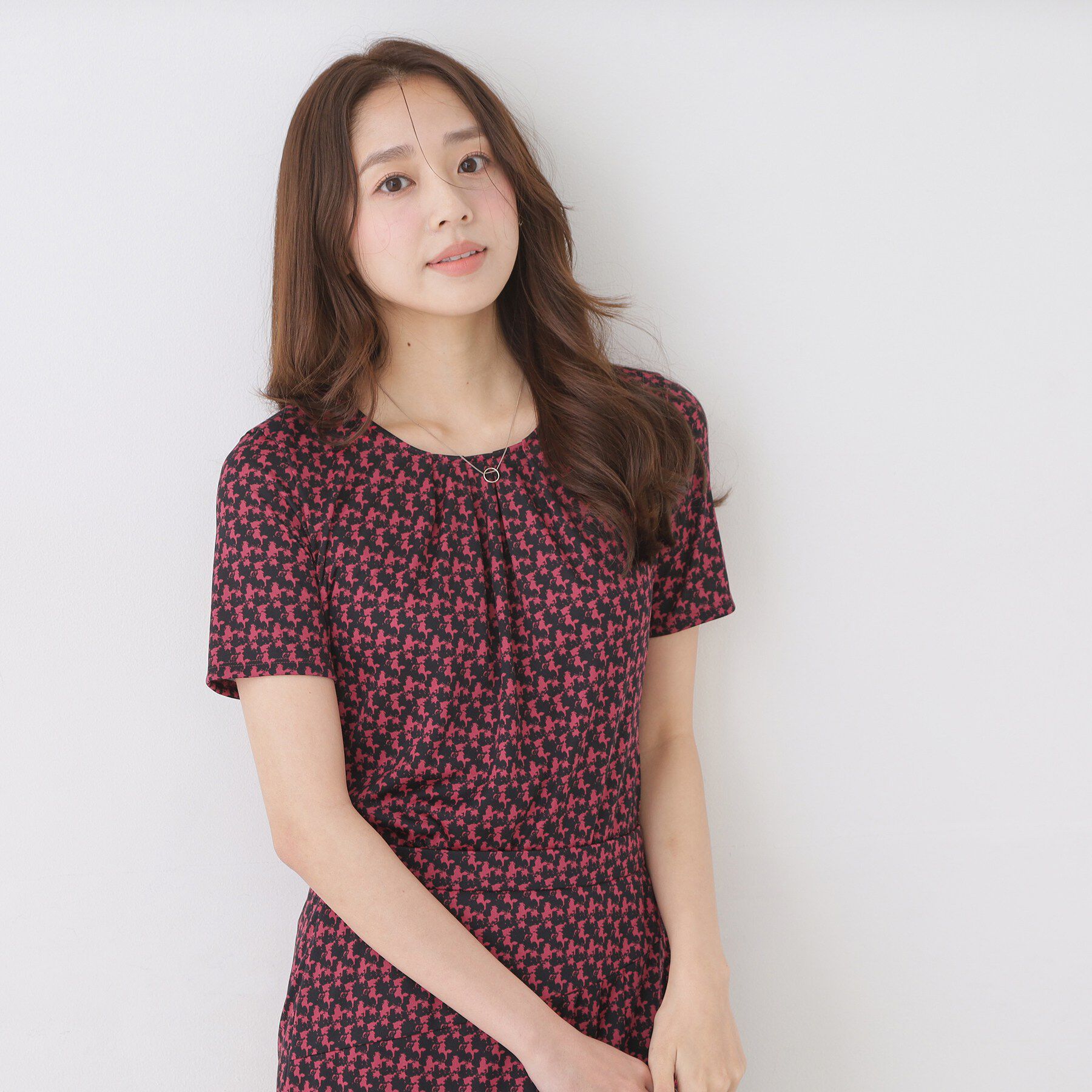 COUP DE CHANCE「【手洗い可／日本製／一枚着／ジャケットイン／セットアップ可】幾何柄カットソー」|Tシャツ・カットソー|ピンク(173)