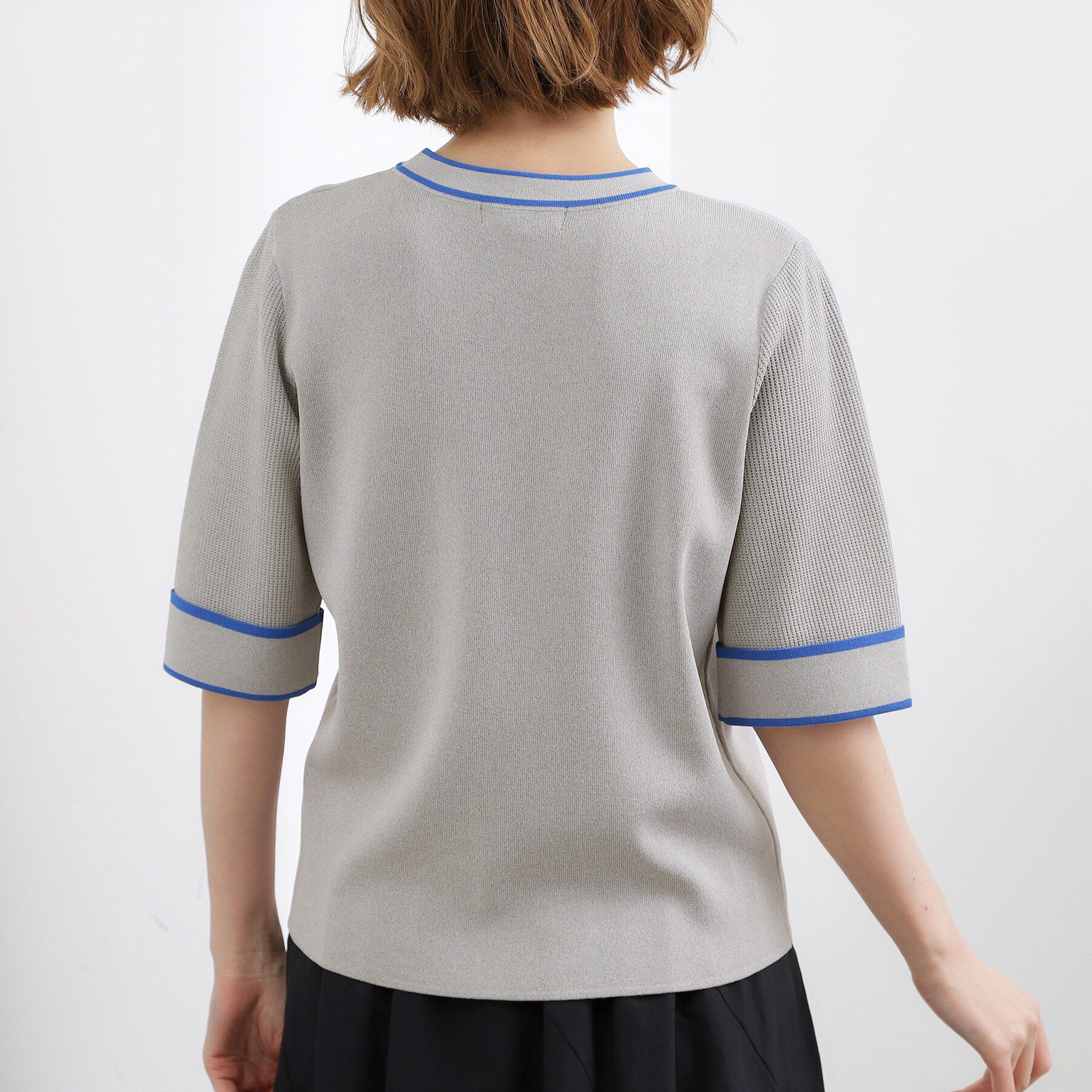 grove「【貴島明日香さん着用】やわらかドライタッチ 袖メッシュ編みニット」|ニット・セーター|