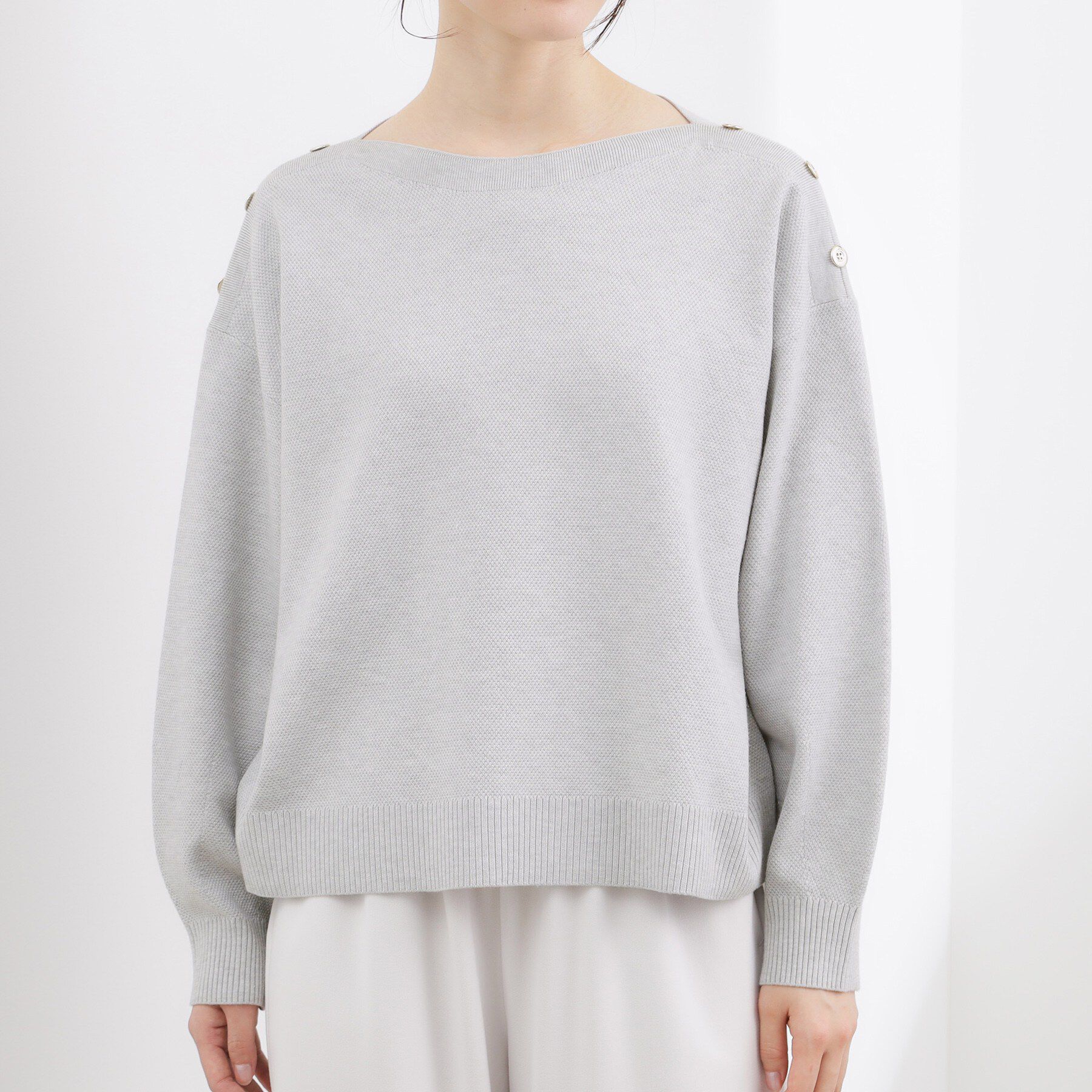 grove「【おうちで洗える】顔周りすっきり、ボートネックニット」|ニット・セーター|