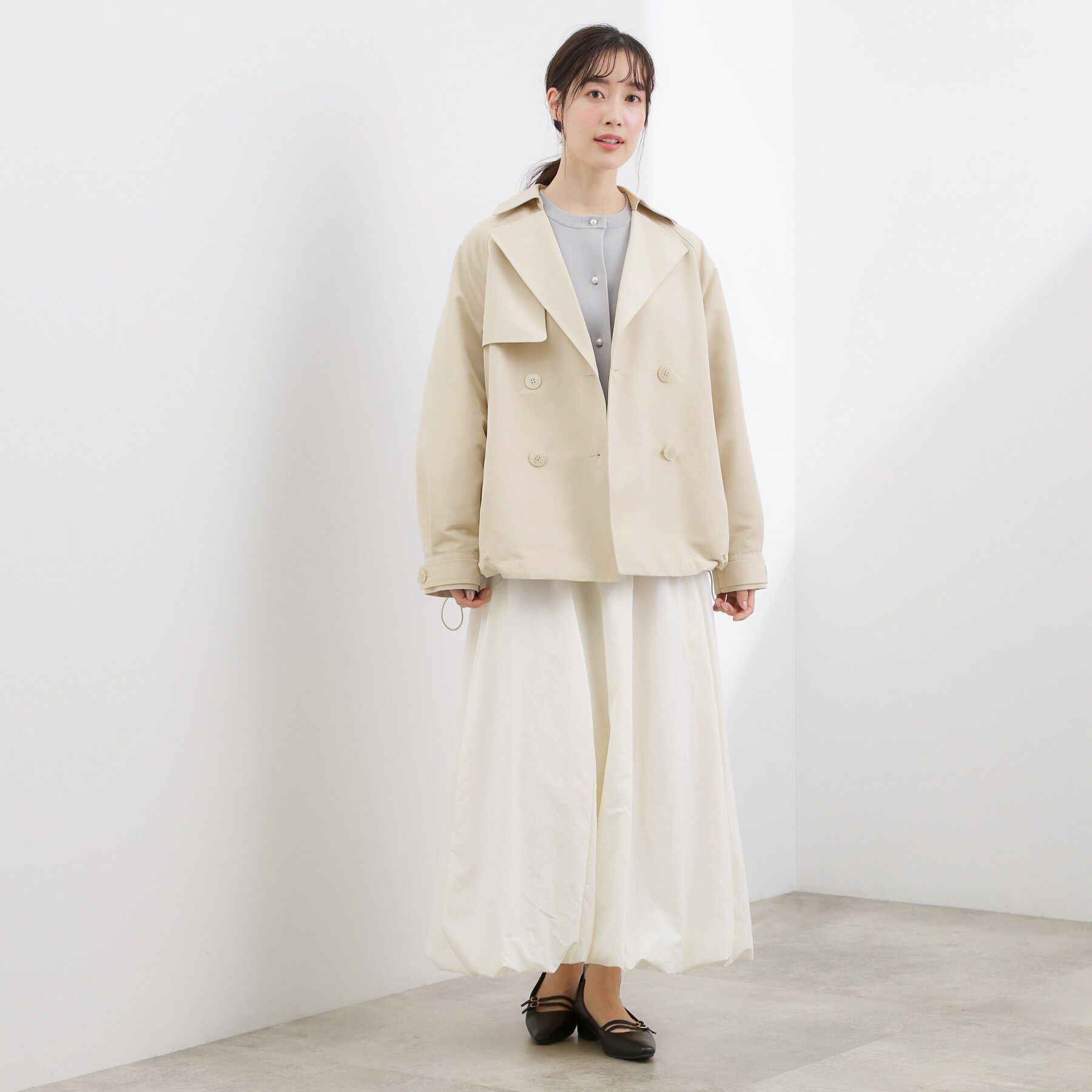 grove「【貴島明日香さん着用】【撥水／シルエット2WAY】軽やかミドルトレンチコート」|トレンチコート|