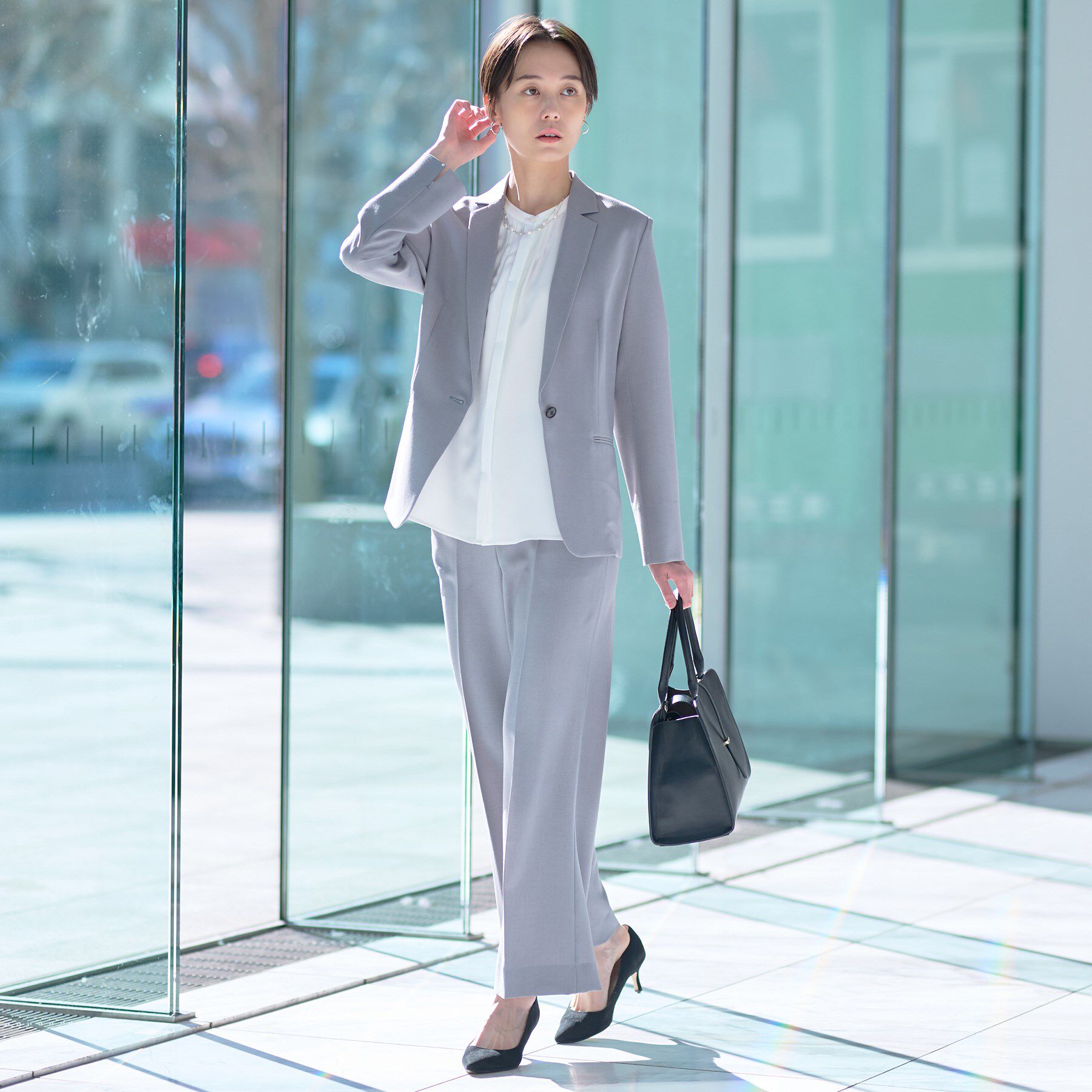 INDIVI「【定番スーツ／UVケア／洗える】ウール調テーラードジャケット」|スーツ|